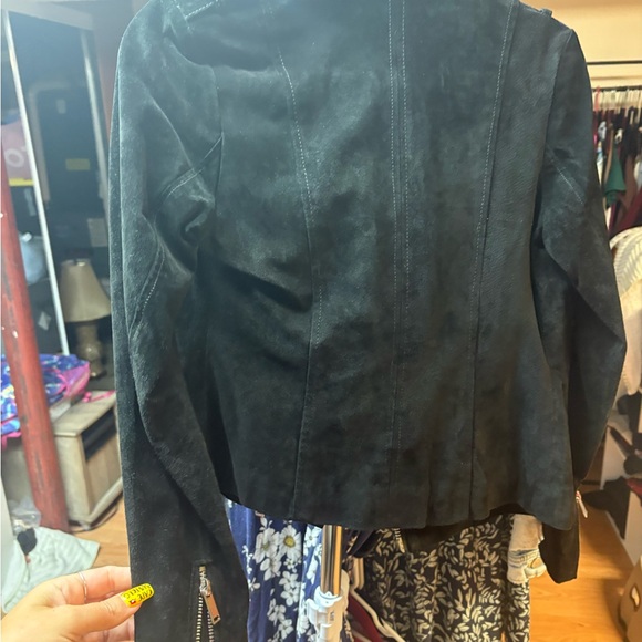 Bagatelle Women's Black Suede Leather Jacket with Silver Accents - Picture 3 of 8